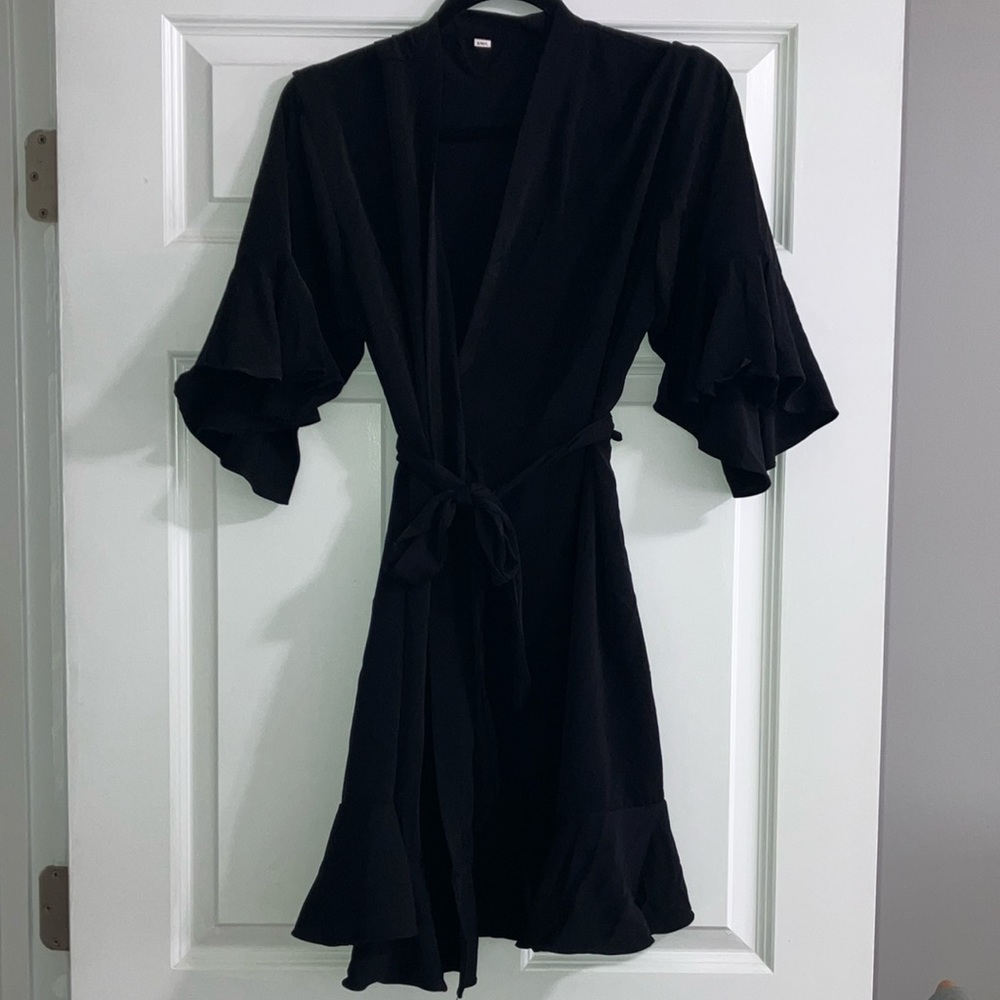 Ruffle Black Robe